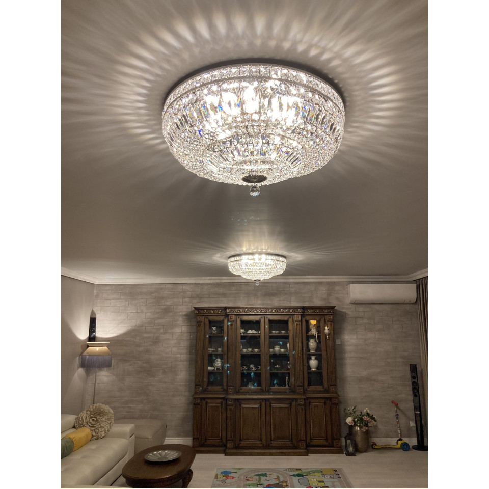 Lisbon 9-15 ljus bohemia kristall infälld taklampa guld/silver 50-100 cm