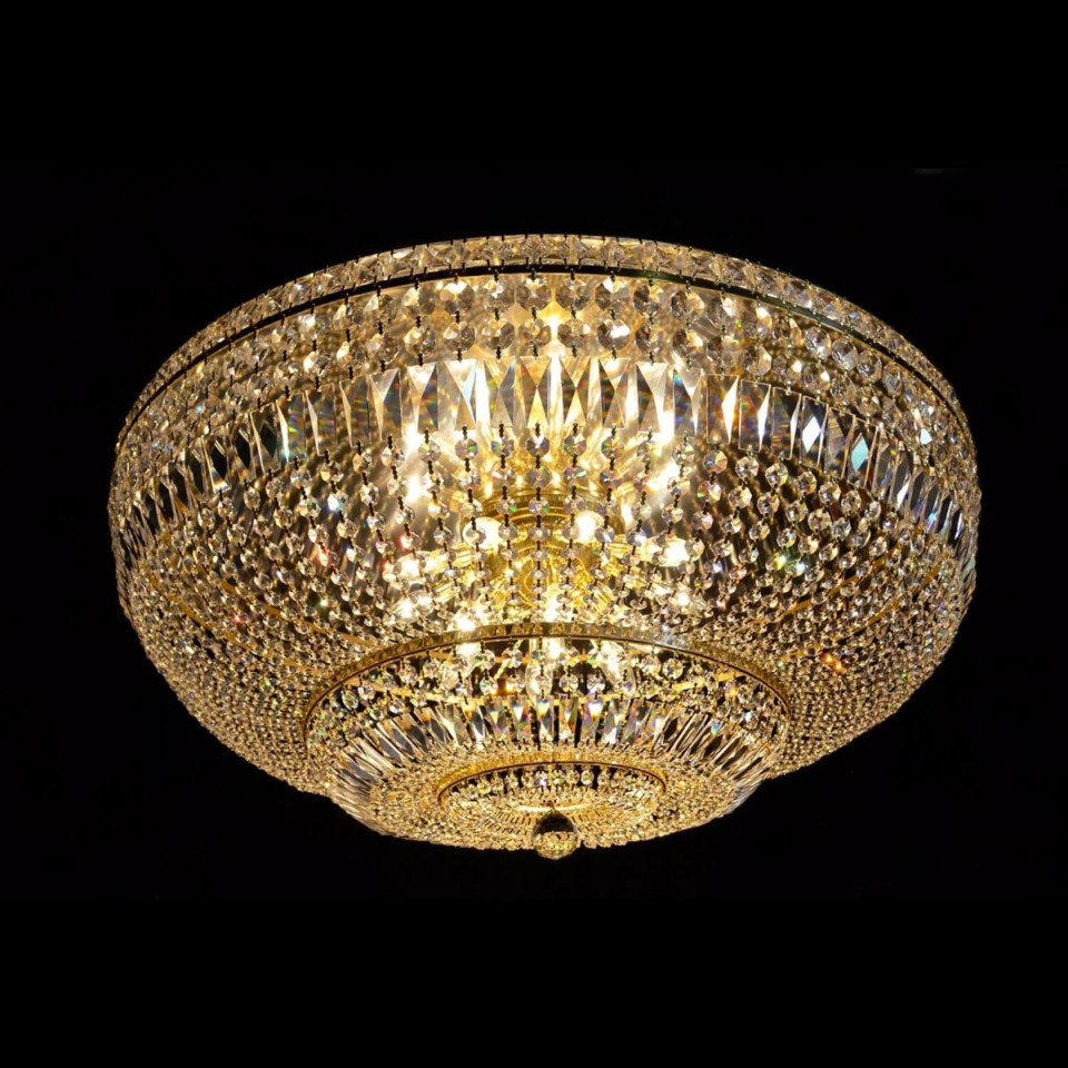 Lisbon 9-15 ljus bohemia kristall infälld taklampa guld/silver 50-100 cm