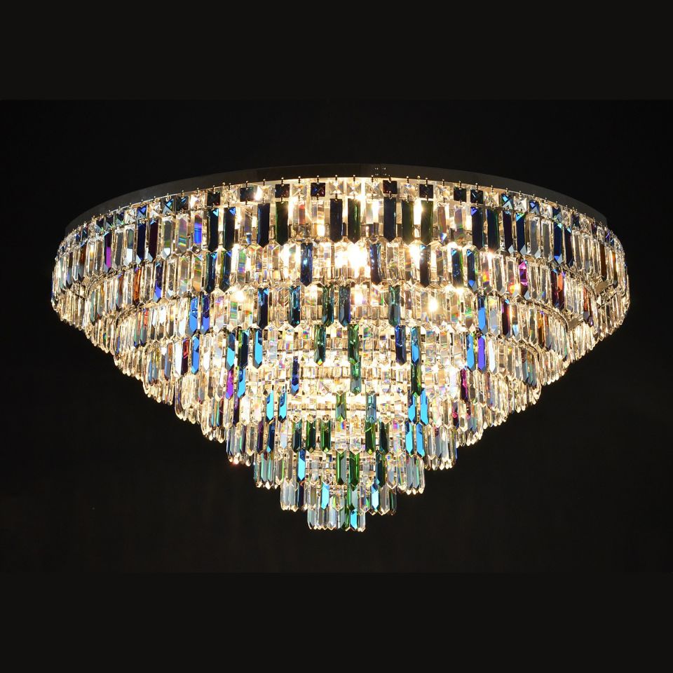 Porto 3-15 ljus bohemia kristallkrona guld/silver 30-120 cm