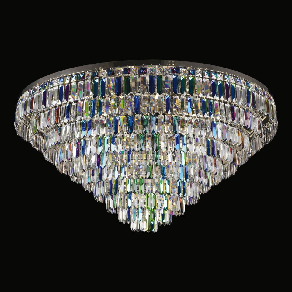 Porto 3-15 ljus bohemia kristallkrona guld/silver 30-120 cm