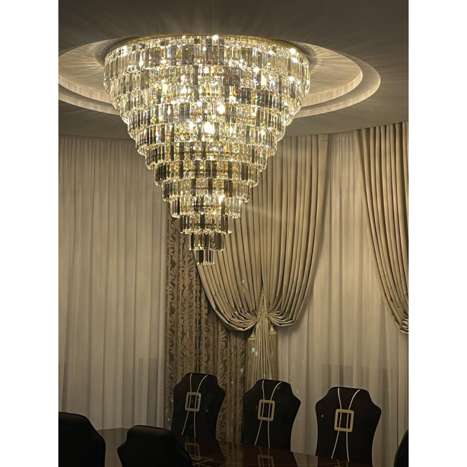 Porto XL 16-49 ljus bohemia kristallkrona guld/silver 150-210 cm