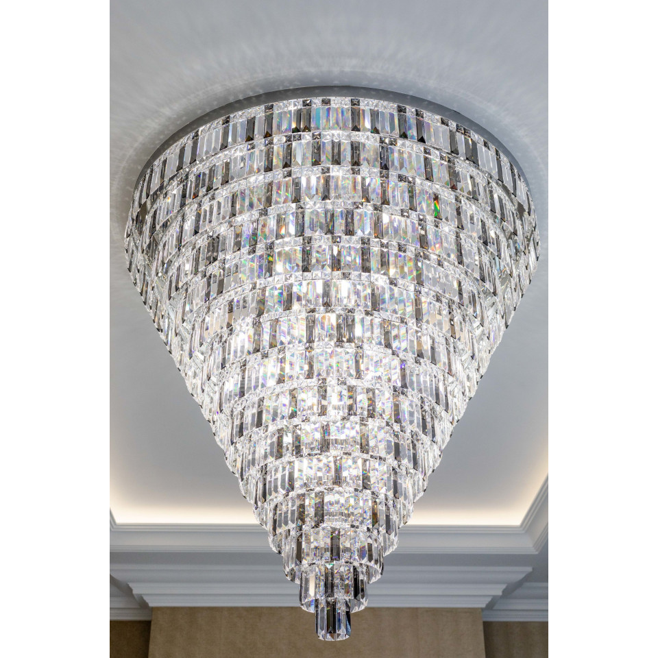 Porto XL 16-49 ljus bohemia kristallkrona guld/silver 150-210 cm