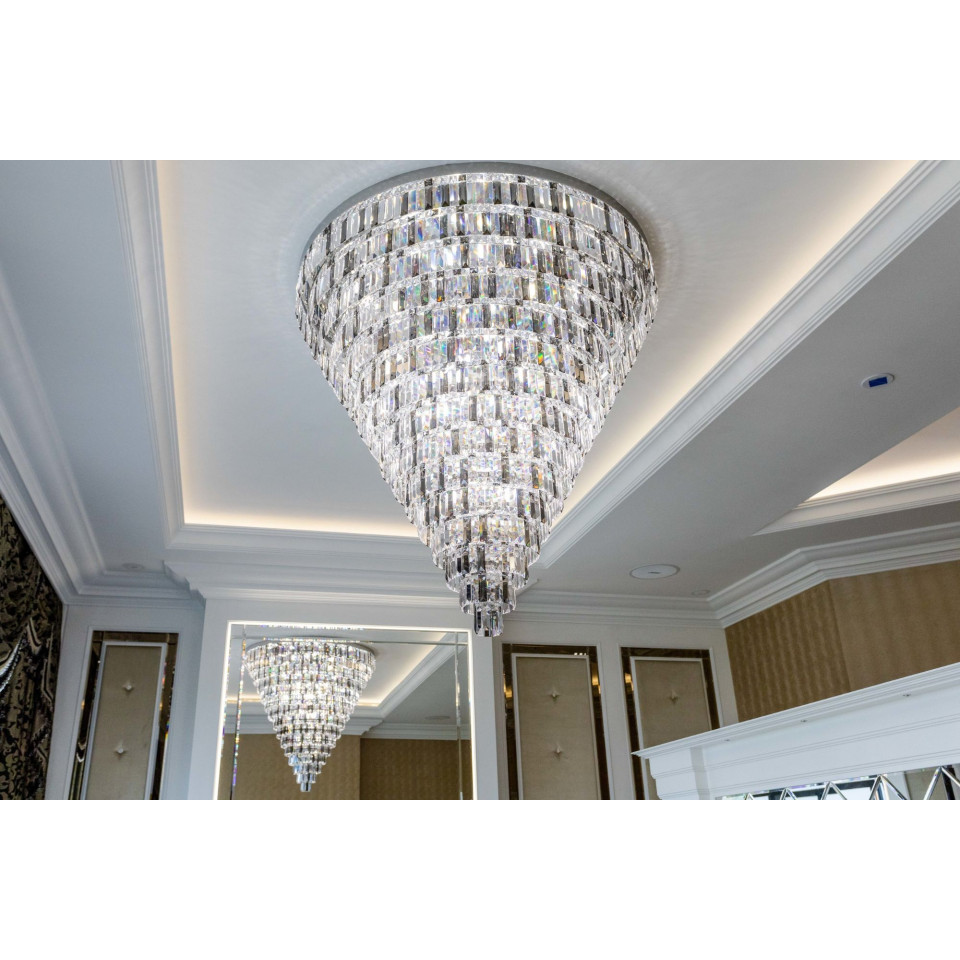 Porto XL 16-49 ljus bohemia kristallkrona guld/silver 150-210 cm