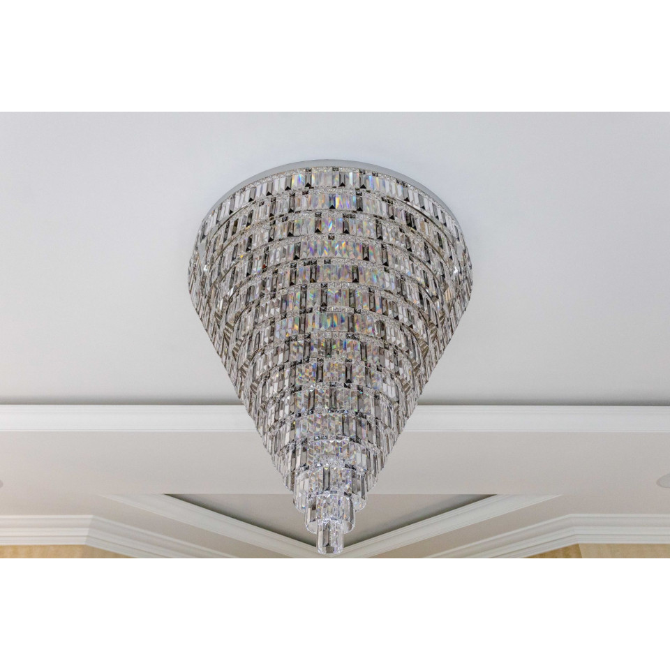 Porto XL 16-49 ljus bohemia kristallkrona guld/silver 150-210 cm
