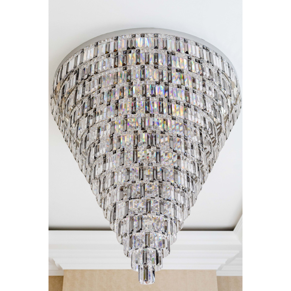 Porto XL 16-49 ljus bohemia kristallkrona guld/silver 150-210 cm