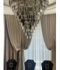 Porto XL 16-49 ljus bohemia kristallkrona guld/silver 150-210 cm