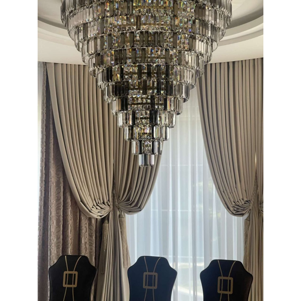 Porto XL 16-49 ljus bohemia kristallkrona guld/silver 150-210 cm