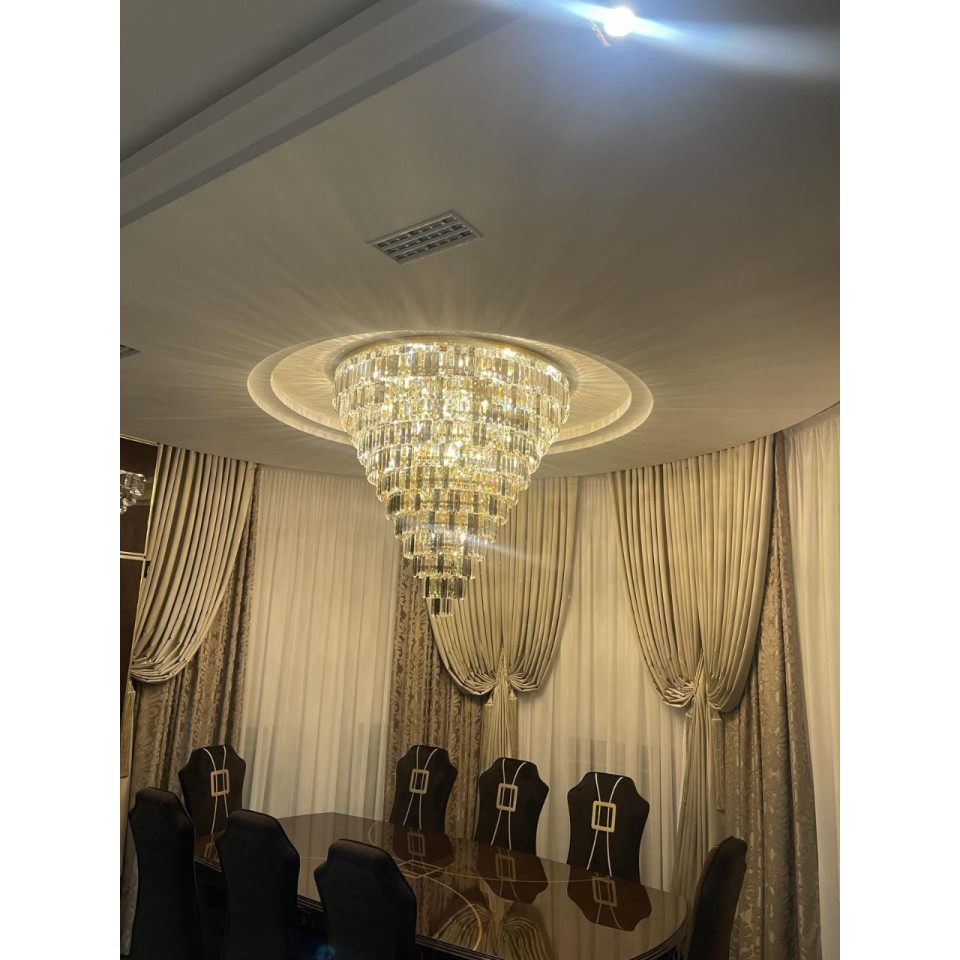 Porto XL 16-49 ljus bohemia kristallkrona guld/silver 150-210 cm