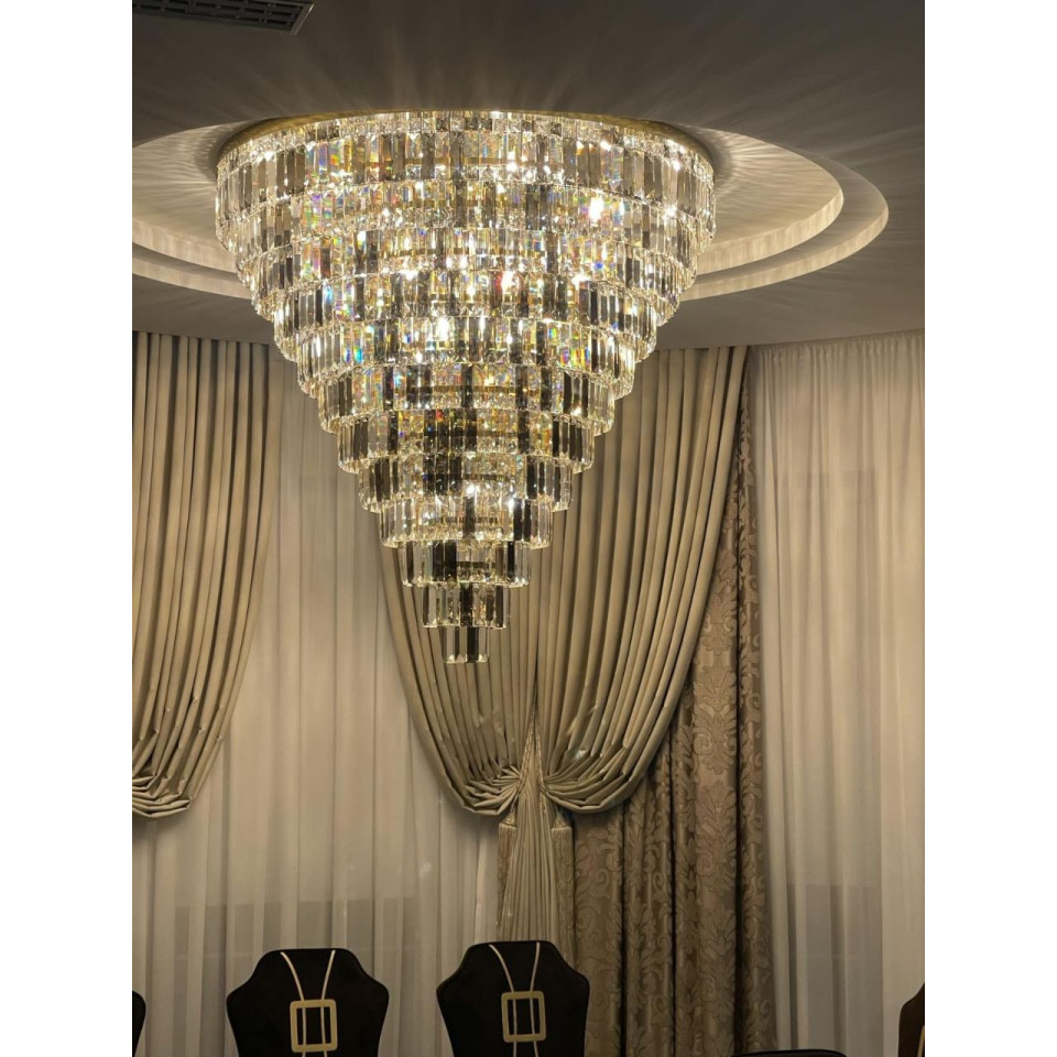 Porto XL 16-49 ljus bohemia kristallkrona guld/silver 150-210 cm