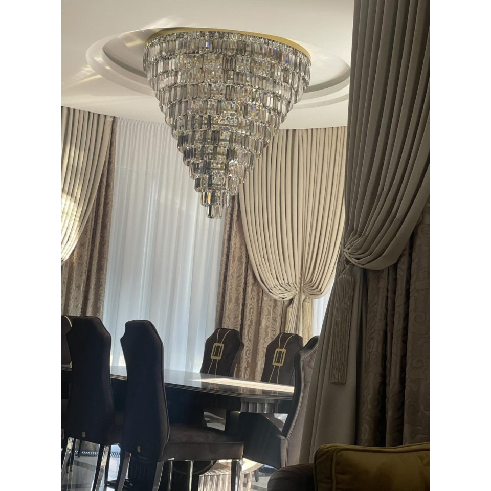 Porto XL 16-49 ljus bohemia kristallkrona guld/silver 150-210 cm