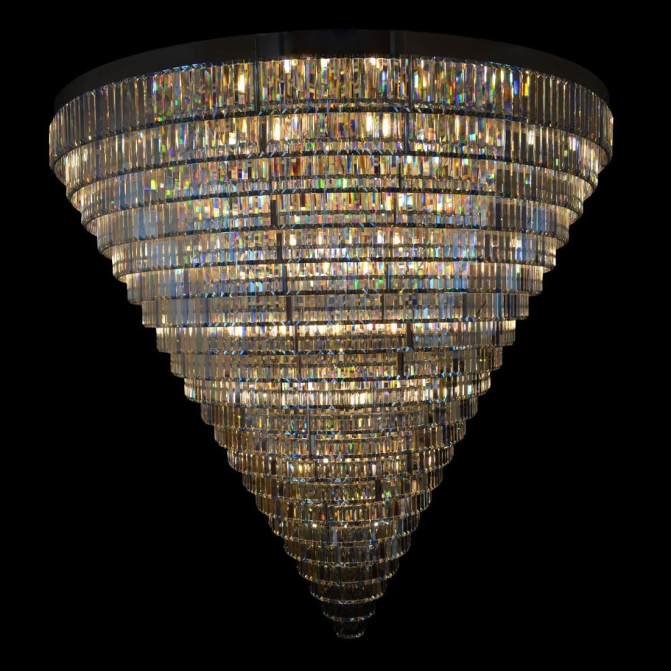 Porto XL 16-49 ljus bohemia kristallkrona guld/silver 150-210 cm