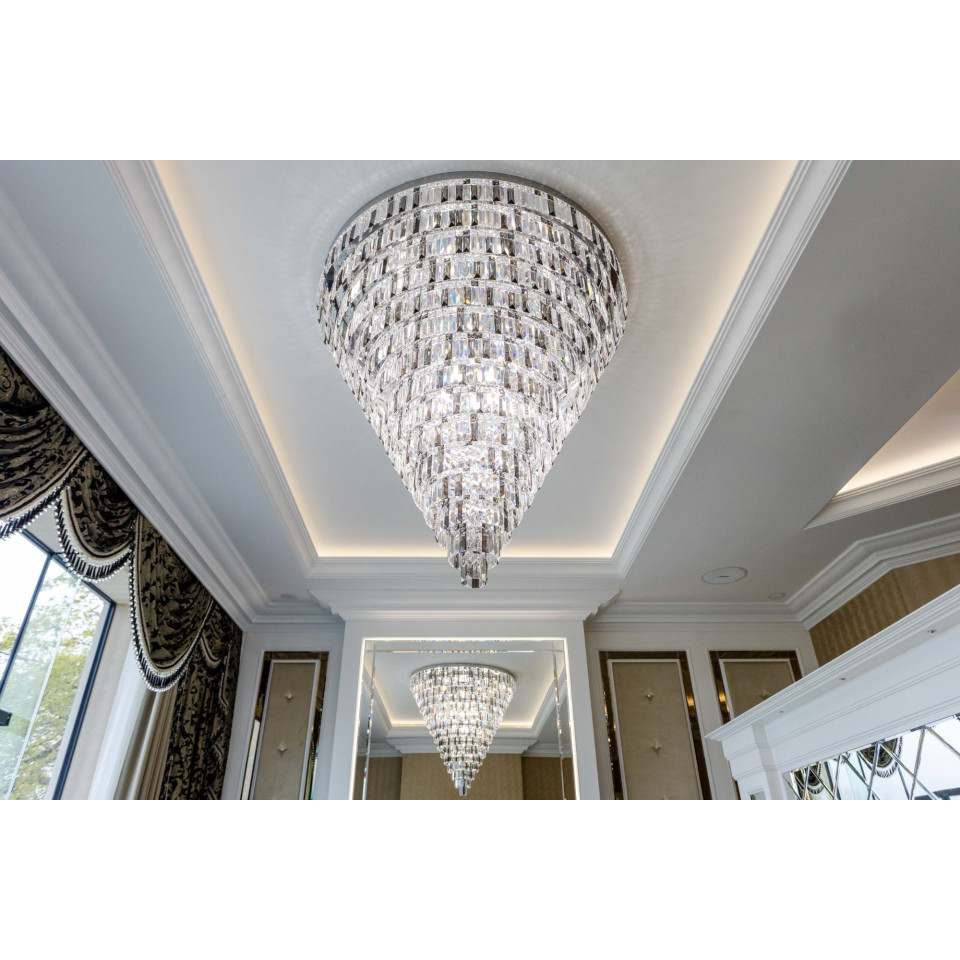Porto XL 16-49 ljus bohemia kristallkrona guld/silver 150-210 cm