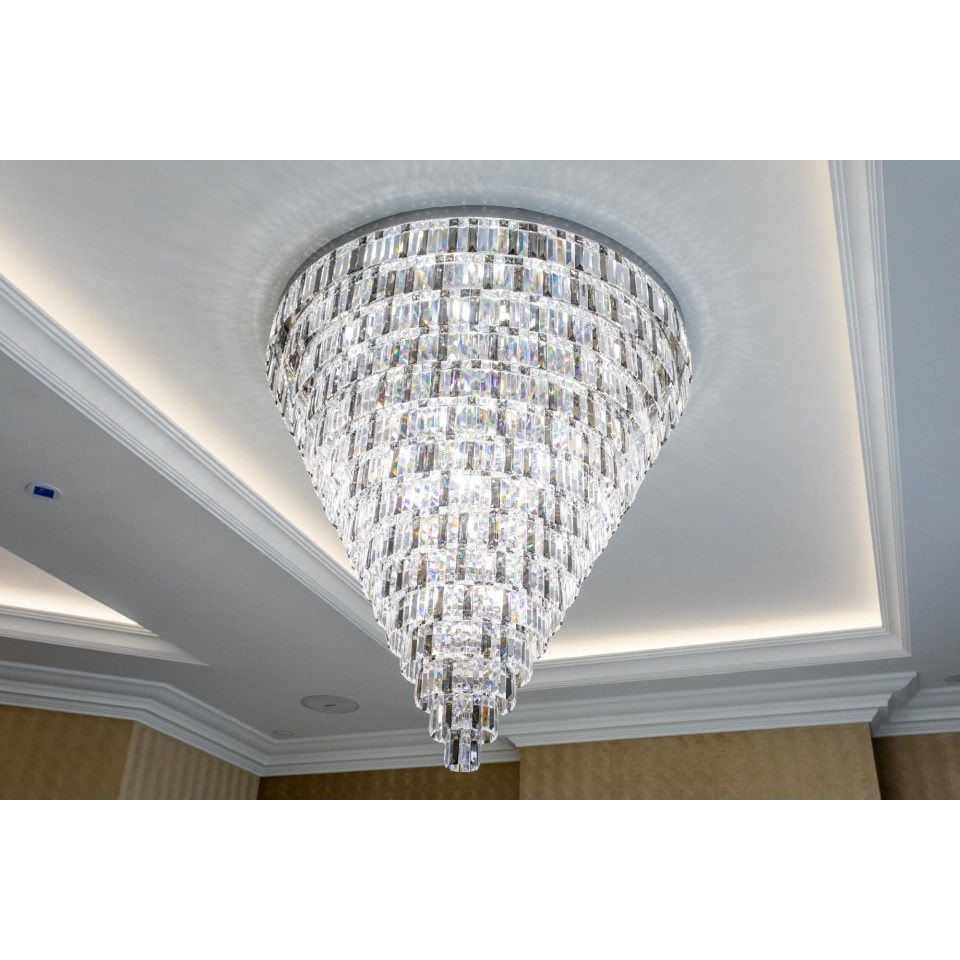 Porto XL 16-49 ljus bohemia kristallkrona guld/silver 150-210 cm