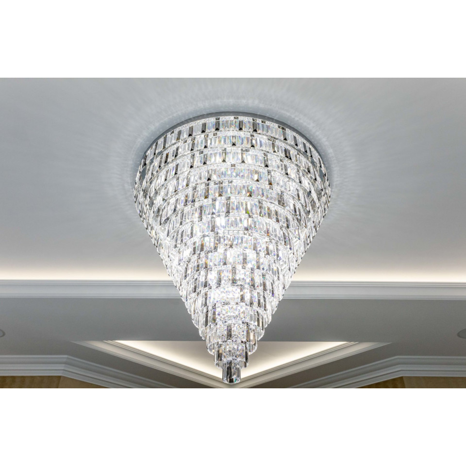 Porto XL 16-49 ljus bohemia kristallkrona guld/silver 150-210 cm
