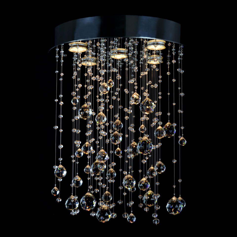 Rainfall 5 ljus bohemia kristallkrona guld/silver 40 cm