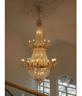 Royalty 37 ljus bohemisk kristallkrona guld/silver 120 cm