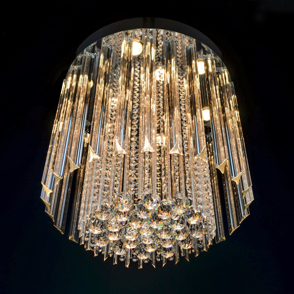 Helsinki 5-9 ljus bohemia kristallkrona guld/silver 40-50 cm
