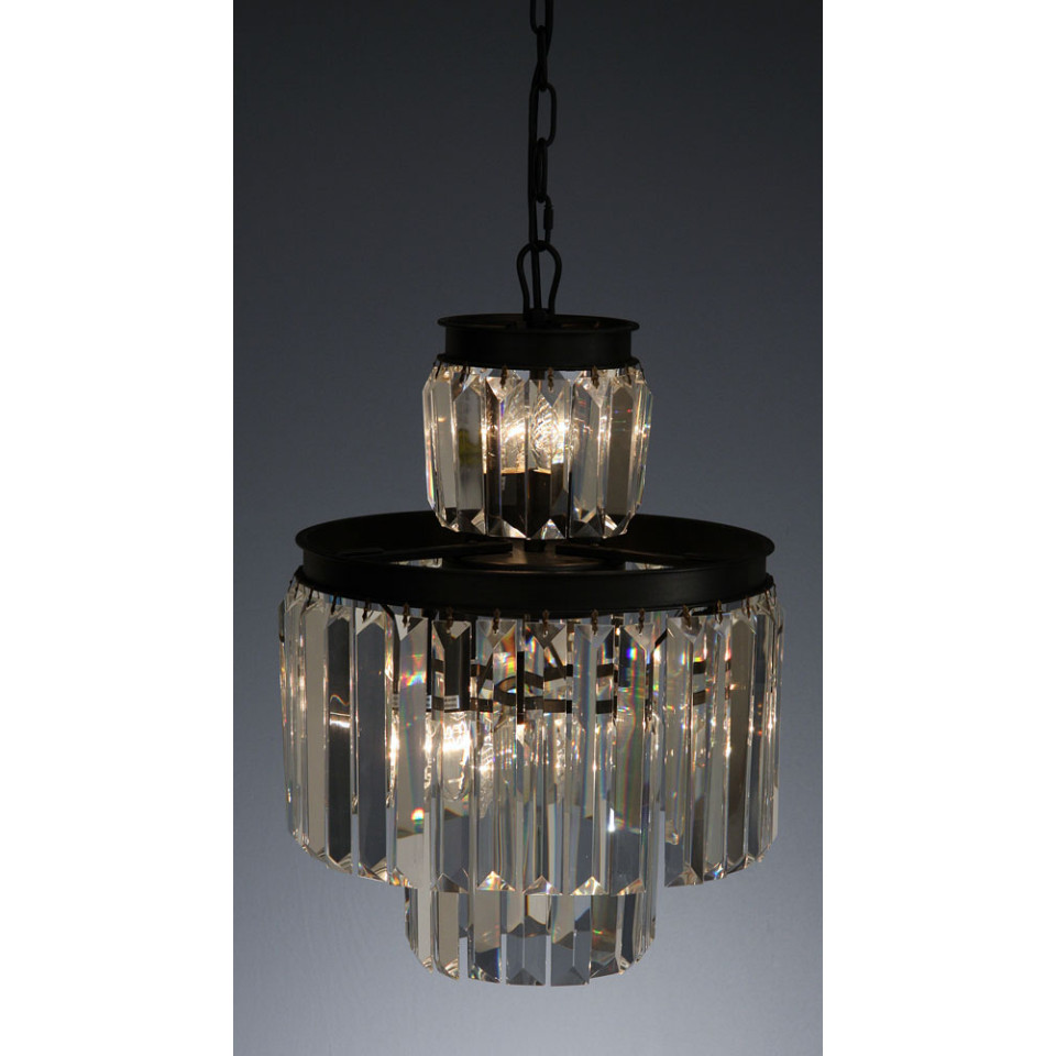 Megan Taklampa Svart/kristall 6-ljus 36cm Megan Taklampa Svart/kristall 6-ljus 36cm