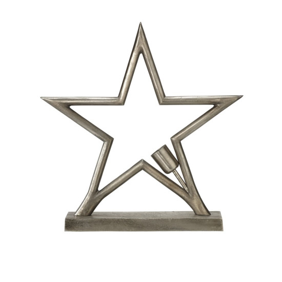 Metal Star Table Raw Silver  45cm