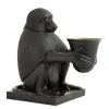 Art Deco Monkey bordslampa svart patina 60 cm