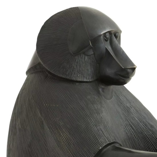 Art Deco Monkey Table Lamp Black Patina 60cm
