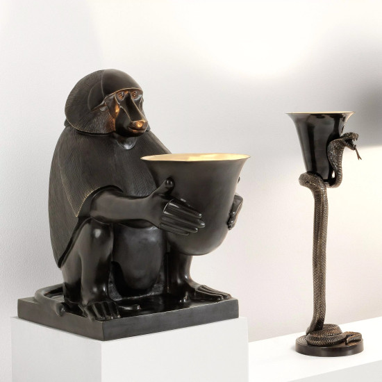 Art Deco Monkey Table Lamp Black Patina 60cm Art Deco Monkey Table Lamp Black Patina 60cm