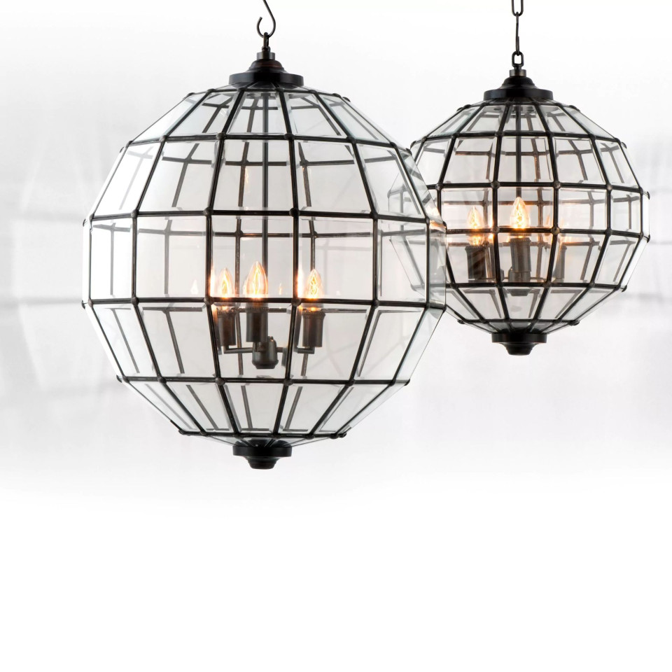 Luna S ljuskrona brons/glas 45cm