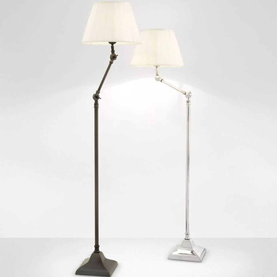 Medea golvlampa nickel/vit 115-143cm