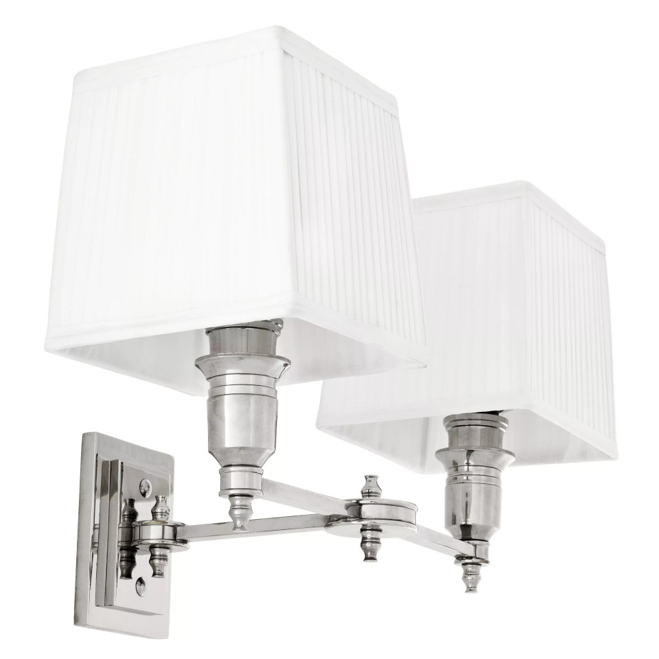 Lexington Double vägglampa nickel/vit 27cm Lexington Double vägglampa nickel/vit 27cm