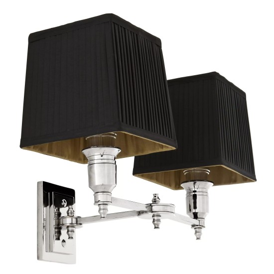 Lexington Double Wall Lamp Nickel/Black 27cm