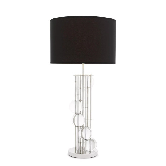 Lorenzo Table Lamp Nickel/Crystal Glass/Black 85cm Lorenzo Table Lamp Nickel/Crystal Glass/Black 85cm