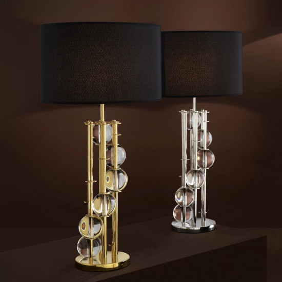 Lorenzo Table Lamp Nickel/Crystal Glass/Black 85cm Lorenzo Table Lamp Nickel/Crystal Glass/Black 85cm