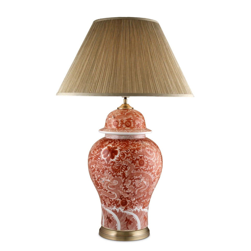 Palmarito bordslampa röd/mässing/brun 93cm