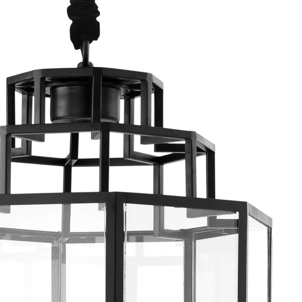 Monticello L Lantern Black/Clear/Cream 40cm Monticello L Lantern Black/Clear/Cream 40cm