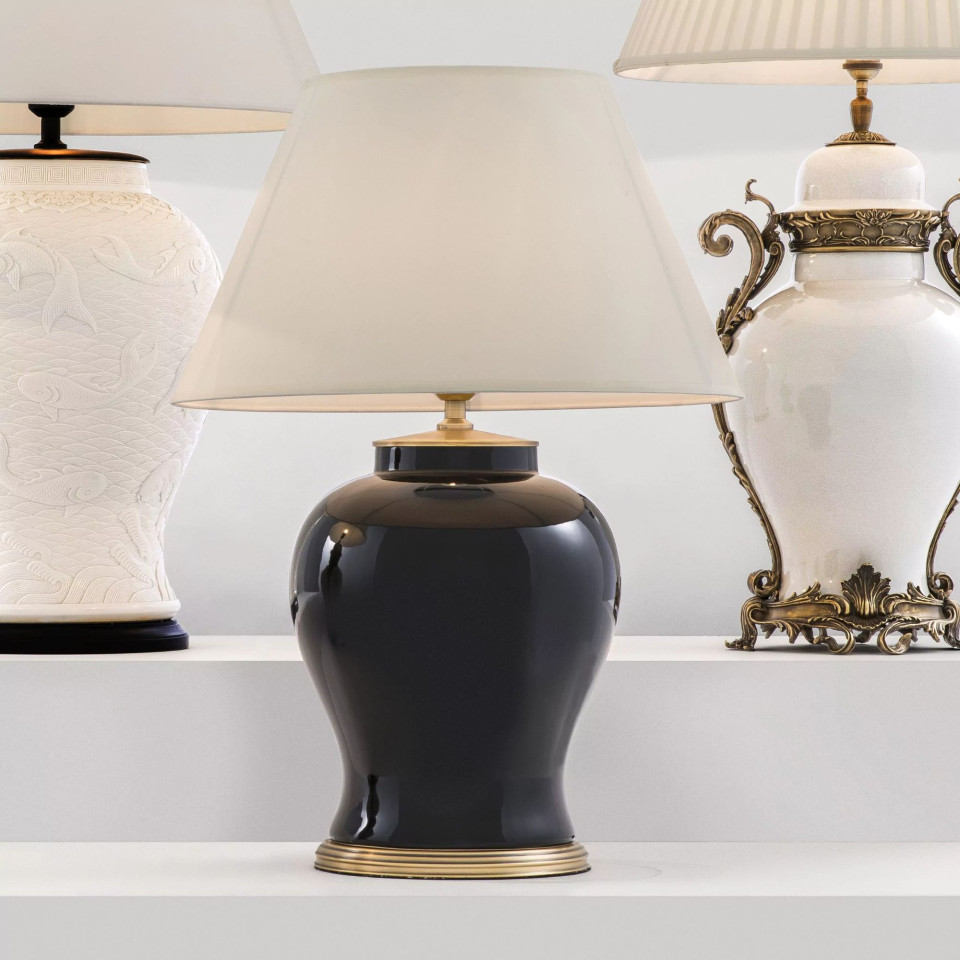 Mundon bordslampa svart/mässing/benvit 83cm