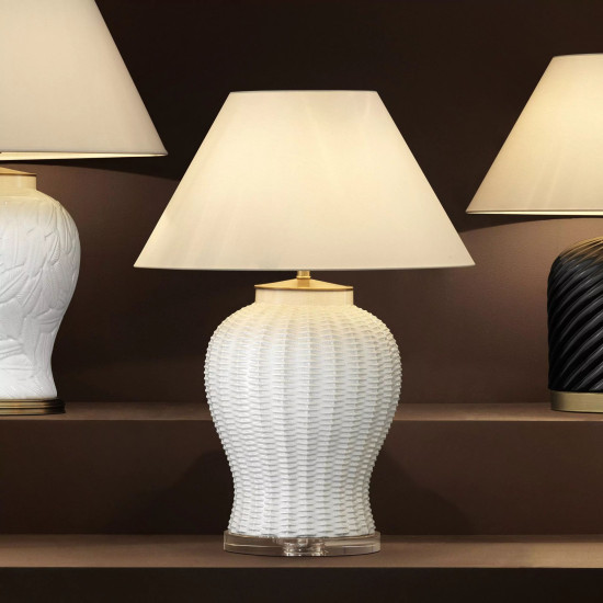 Fort Meyers Table Lamp White/Crystal/Off-white 80cm Fort Meyers Table Lamp White/Crystal/Off-white 80cm