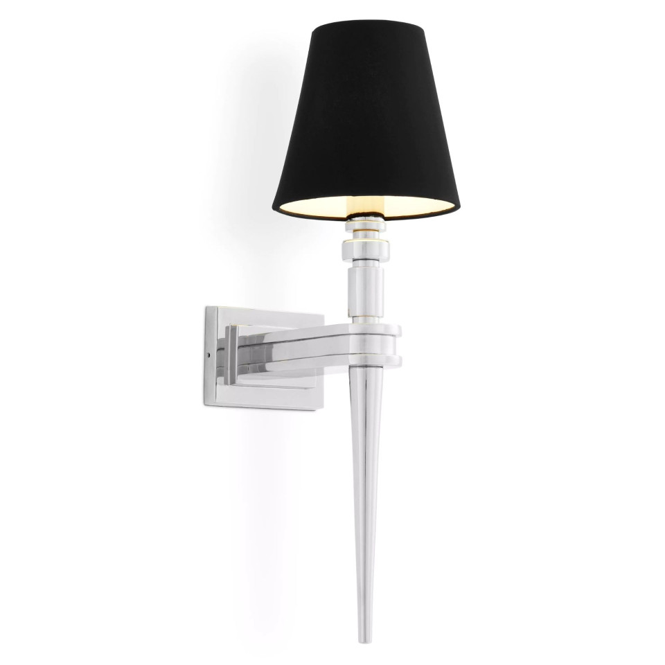 Waterloo Single vägglampa nickel/svart 50cm Eichholtz Waterloo Single vägglampa nickel/svart 50cm