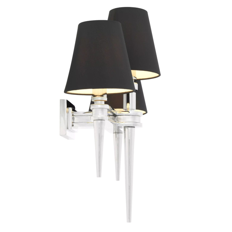 Waterloo Triple Wall Lamp Nickel/Black 50cm Eichholtz Waterloo Triple Wall Lamp Nickel/Black 50cm