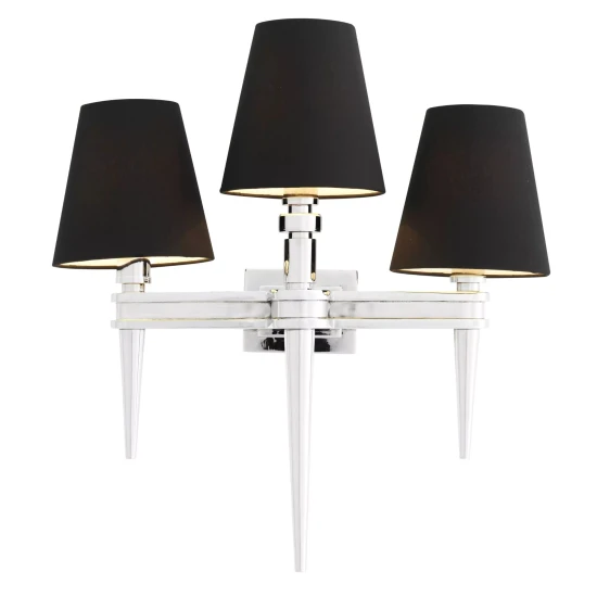 Waterloo Triple vägglampa nickel/svart 50 cm Waterloo Triple vägglampa nickel/svart 50 cm