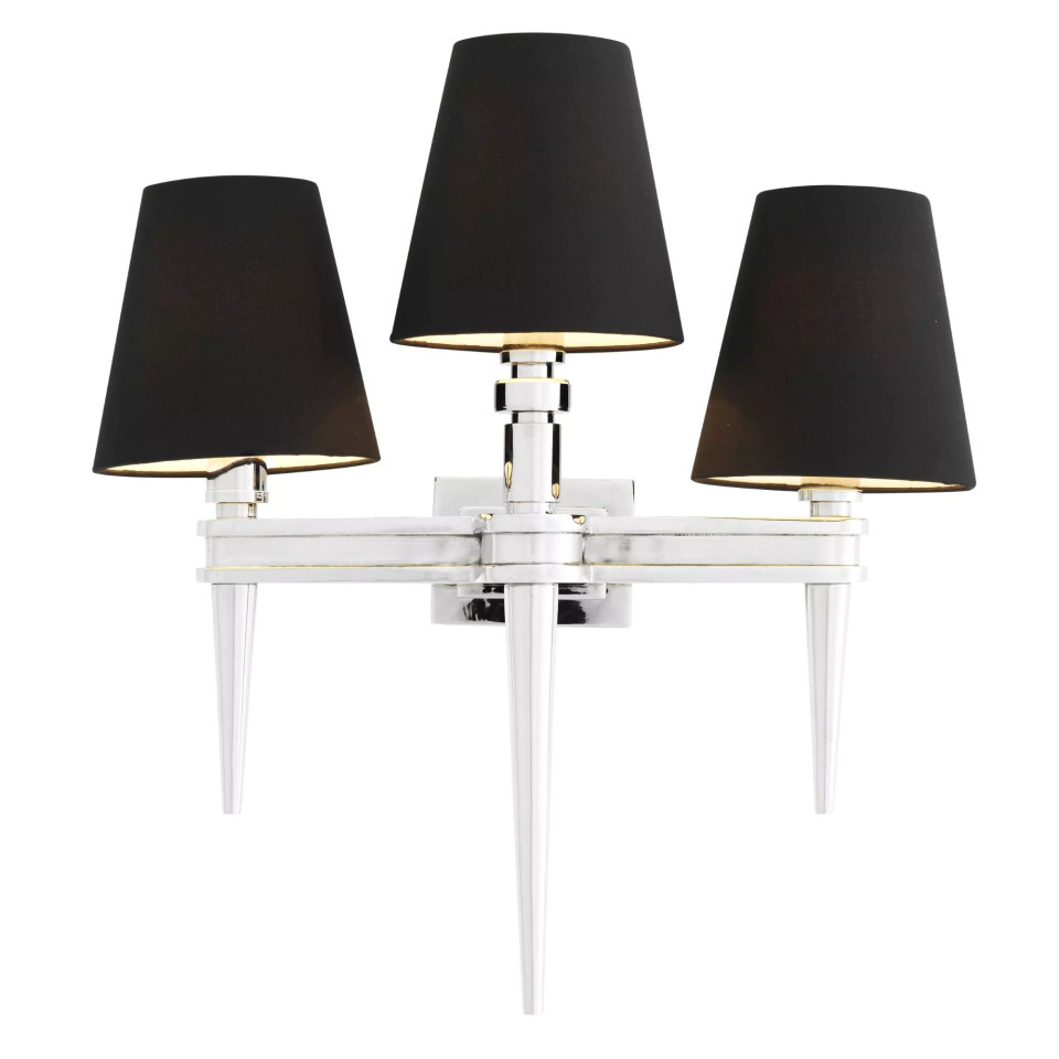 Waterloo Triple Wall Lamp Nickel/Black 50cm Eichholtz Waterloo Triple Wall Lamp Nickel/Black 50cm