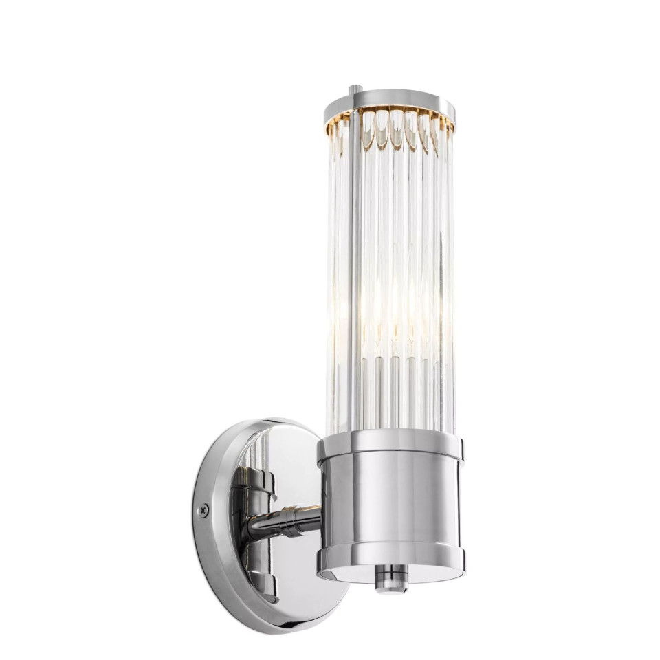 Claridges Single Wall Lamp Nickel/Clear 29.5cm Eichholtz Claridges Single Wall Lamp Nickel/Clear 29.5cm