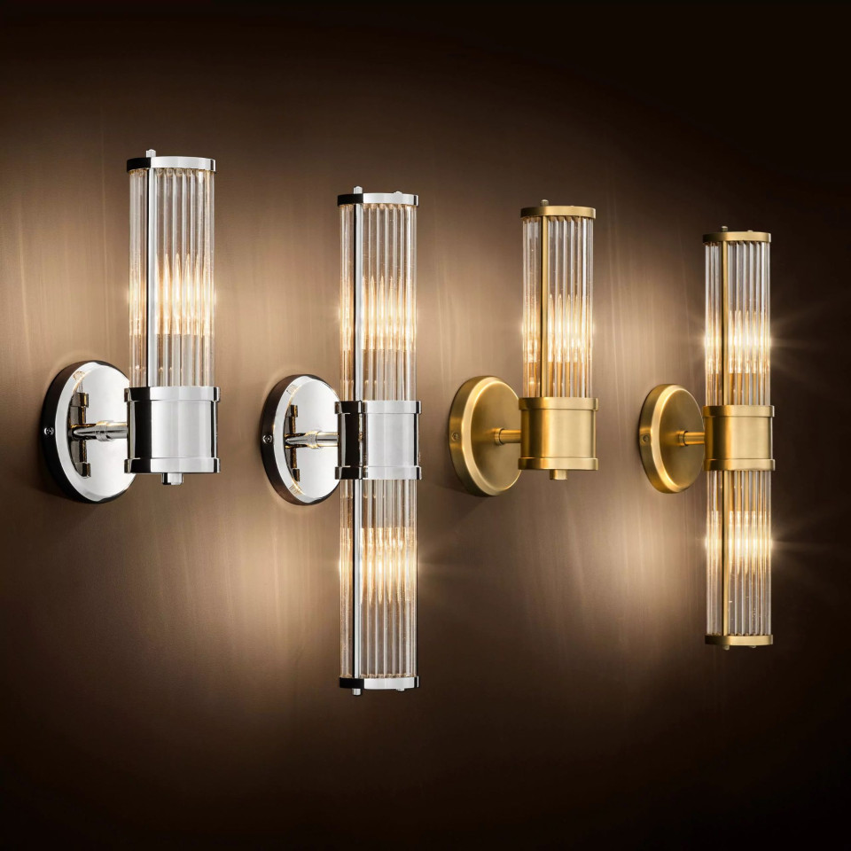 Claridges Single Wall Lamp Nickel/Clear 29.5cm Eichholtz Claridges Single Wall Lamp Nickel/Clear 29.5cm