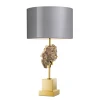 Divini bordslampa guld/trä/silvergrå 74,5 cm