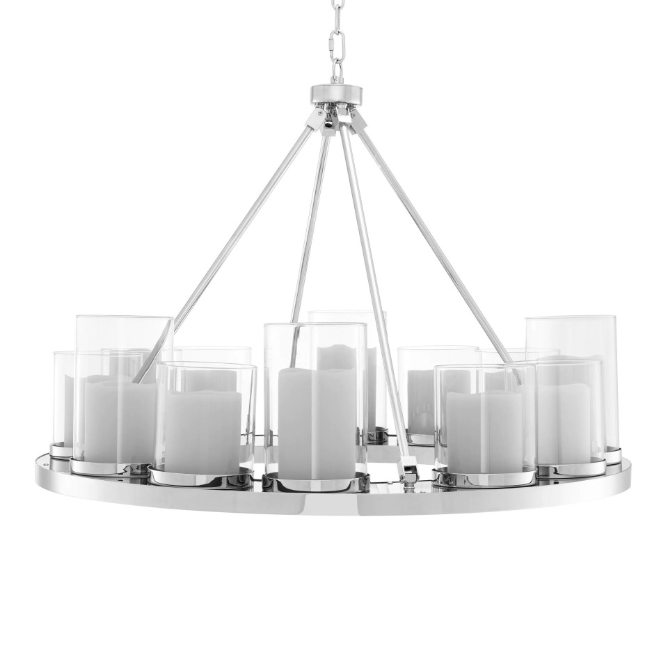 Summit ljuskrona rostfritt stål/glas 90cm Summit takkrona rostfritt stål/glas 90 cm
