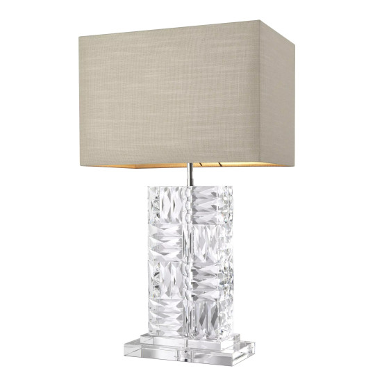 Contemporary Table Lamp Glass/Linen 76.5cm