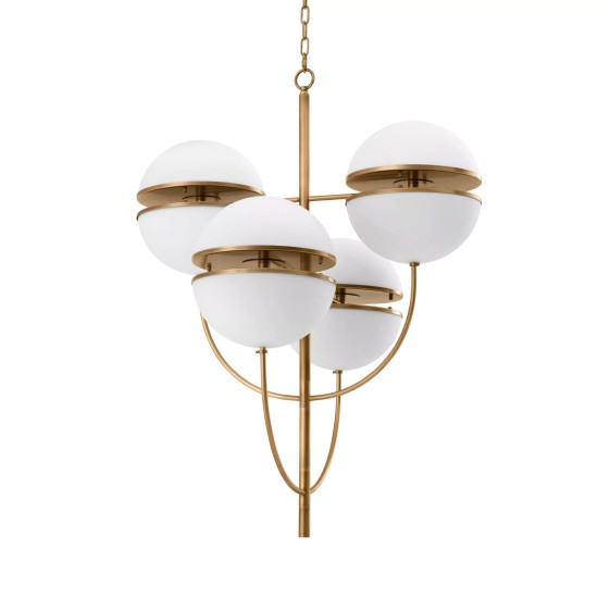 Spiridon Chandelier Brass/White 81cm Spiridon Chandelier Brass/White 81cm
