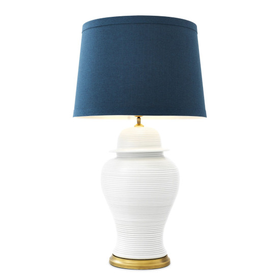 Celestine Table Lamp White/Brass/Blue 88cm