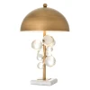 Floral Table Lamp Brass/Glass/White 57cm