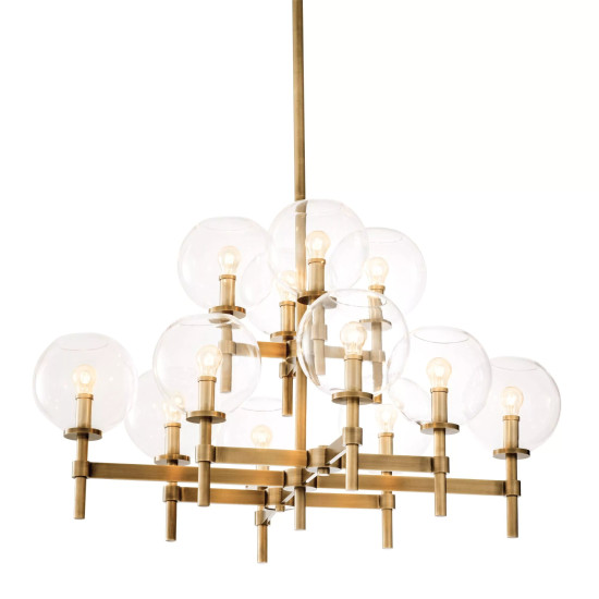 Jade L Chandelier Brass/Glass 104cm Jade L Chandelier Brass/Glass 104cm