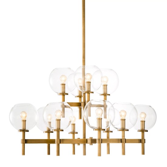 Jade L Chandelier Brass/Glass 104cm